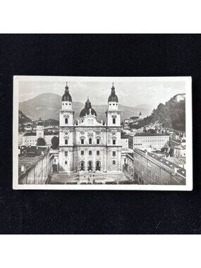 Vintage Postcard Salzburg Cathedral Austria RPPC Jedermann Festival Cosy Verlag